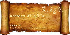 Korpics Ádám névjegykártya